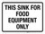 This Sink For Food Equipment Only Landscape - Wall Sign