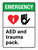 Emergency: AED and Trauma Pack ANSI Portrait - Wall Sign