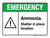 Emergency: Ammonia Shelter in Place Location ANSI Landscape - Wall Sign