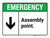 Emergency: Assembly Point with Down Arrow ANSI Landscape - Wall Sign
