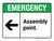 Emergency: Assembly Point with Left Arrow ANSI Landscape - Wall Sign