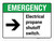 Emergency: Electrical Propane Shutoff Switch with Right Arrow ANSI Landscape - Wall Sign