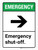 Emergency: Emergency Shut-Off with Right Arrow ANSI Portrait - Wall Sign