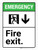 Emergency: Fire Exit with Down Arrow ANSI Portrait - Wall Sign