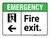 Emergency: Fire Exit with Left Arrow ANSI Landscape - Wall Sign