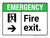 Emergency: Fire Exit with Right Arrow ANSI Landscape - Wall Sign