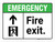 Emergency: Fire Exit with Up Arrow ANSI Landscape - Wall Sign