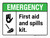 Emergency: First Aid and Spills Kit ANSI Landscape - Wall Sign