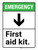 Emergency: First Aid Kit with Down Arrow ANSI Portrait - Wall Sign