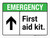 Emergency: First Aid Kit with Top Arrow ANSI Landscape - Wall Sign