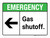 Emergency: Gas Shutoff with Left Arrow ANSI Landscape - Wall Sign