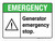 Emergency: Generator Emergency Stop ANSI Landscape - Wall Sign