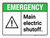 Emergency: Main Electric Shutoff ANSI Landscape - Wall Sign