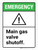 Emergency: Main Gas Valve Shutoff ANSI Portrait - Wall Sign
