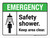 Emergency: Safety Shower Keep Area Clear ANSI Landscape - Wall Sign