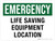 Emergency: Life Saving Equipment Location Landscape - Wall Sign