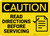 Caution: Read Directions Servicing With Graphic - Wall Sign