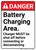 Danger: Battery Charging Area Charger Must Be Shut Off Portrait - Wall Sign