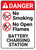Danger: Battery Station No Smoking No Open Flames Portrait with Graphic - Wall Sign