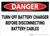 Danger: Turn Off Battery Charger Before Disconnecting Battery Cables - Wall Sign