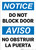 Notice: Do Not Block Door Bilingual Spanish - Wall Sign