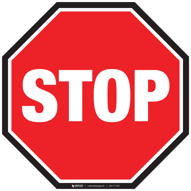 Floor Sign - Stop Sign With Black Border