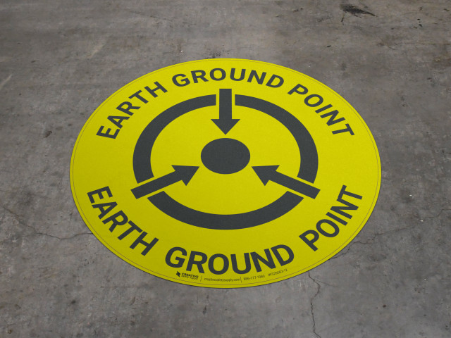 Ground Layout. Sign Earth Ground Point - Floor Sign