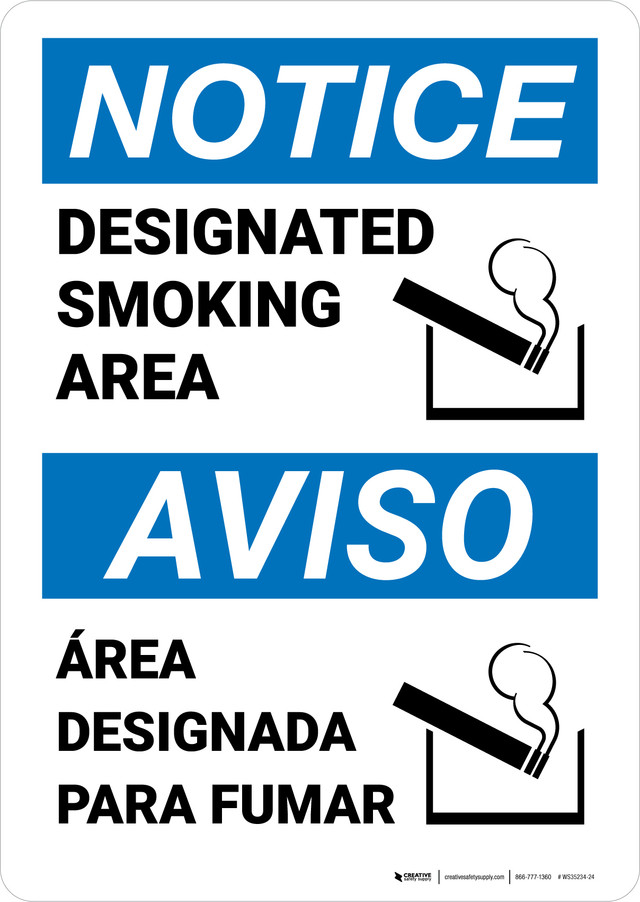 Vsafety Raucherbereich-Schild – Selbstklebend, 300x100 Mm, Grün, Nach ISO 7010