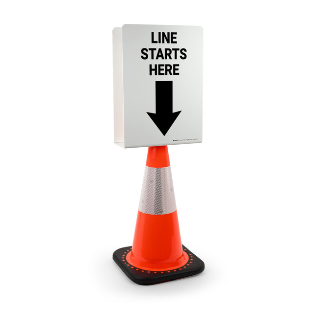 Line Starts Here Arrow Down Portrait - Double-Sided Cone Sign