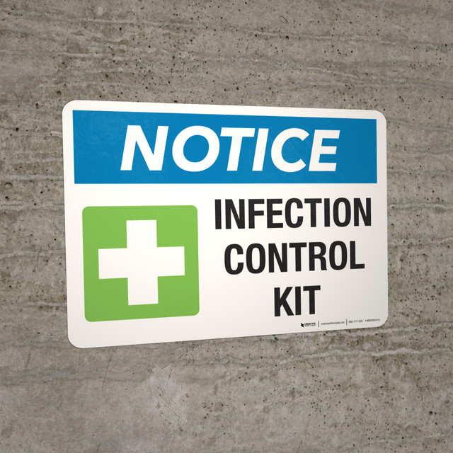 Notice: Infection Control Kit Landscape Wall Sign