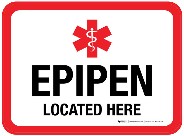 Epipen Located Here Rectangle Floor Sign