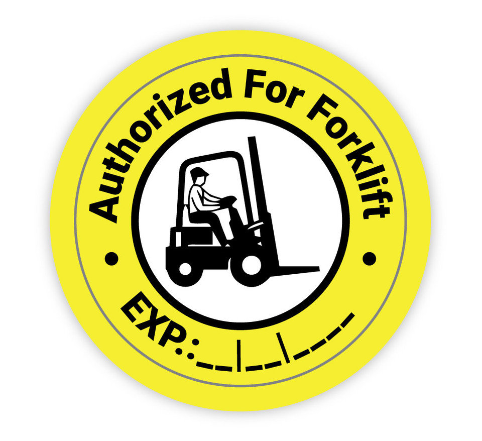Authorized For Forklift Wite In Expiration Date Hard Hat Sticker