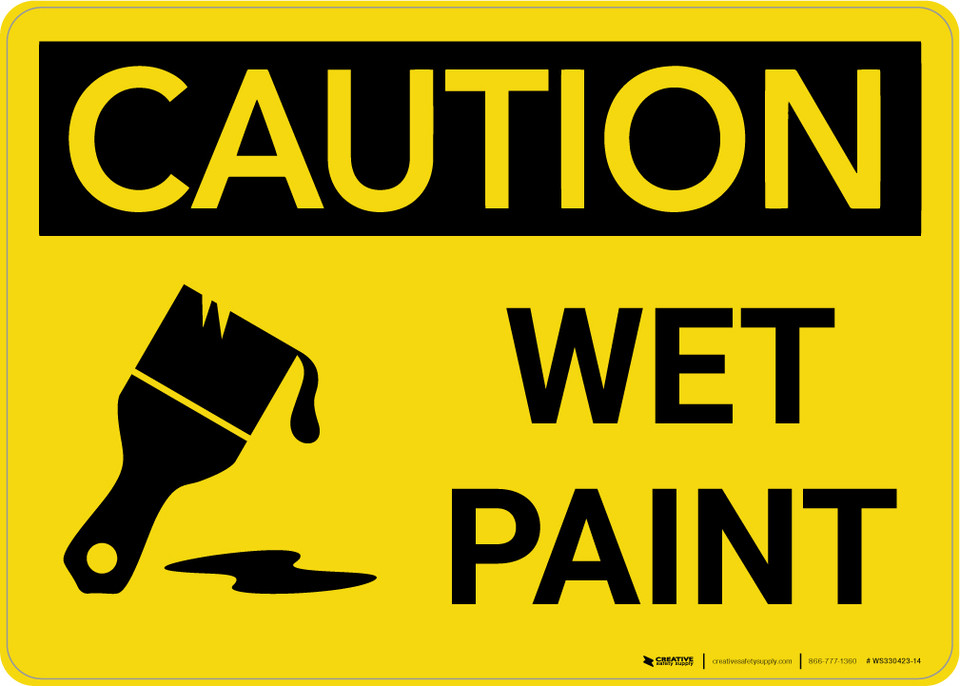Caution Wet Paint with Icon Landscape Creative Safety Supply