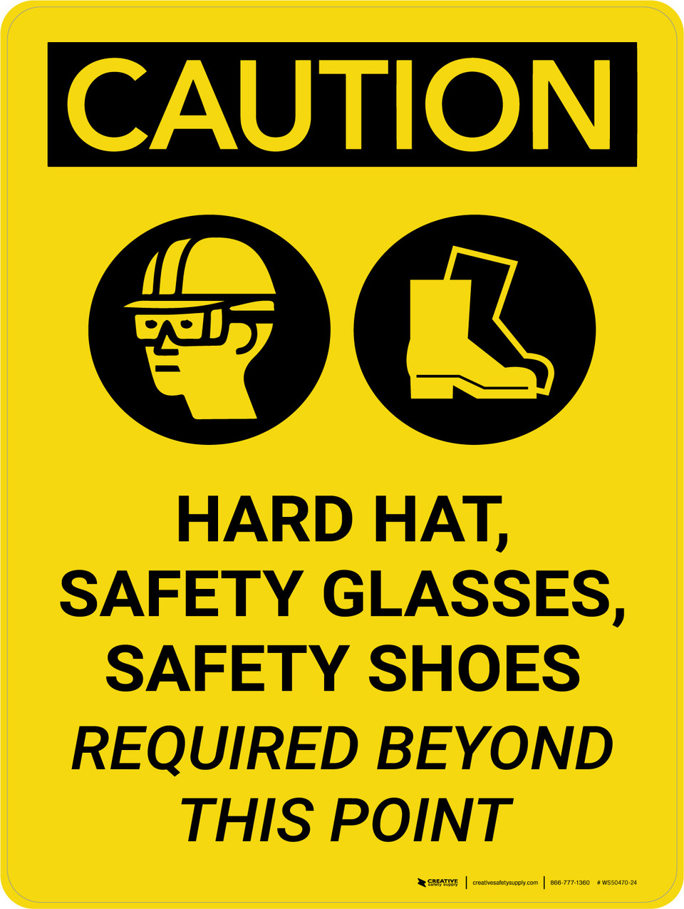 Caution: Hard Hat Safety Glasses Safety Shoes Required Portrait With ...