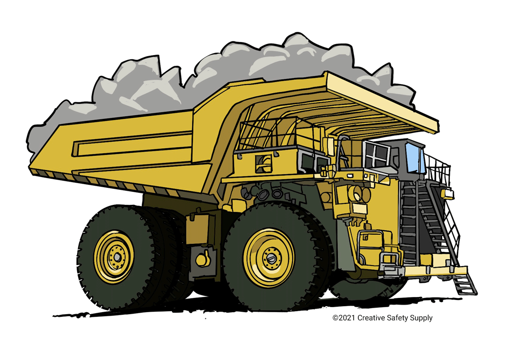 Mining dump truck with rocks