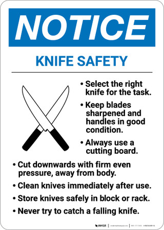 Notice: Knife Safety - Wall Sign