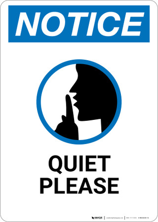 notice quiet please with finger on lips graphic wall custom labeling stickers