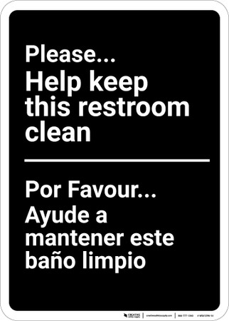 bilingual spanish keep restroom clean wall sign creative safety supply