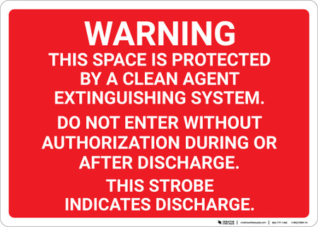 Warning Clean Agent Extinguishing System Landscape - Wall Sign ...