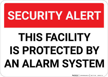 Security Building Sign Security Alert: This Facility Protected By Alarm System Landscape ...