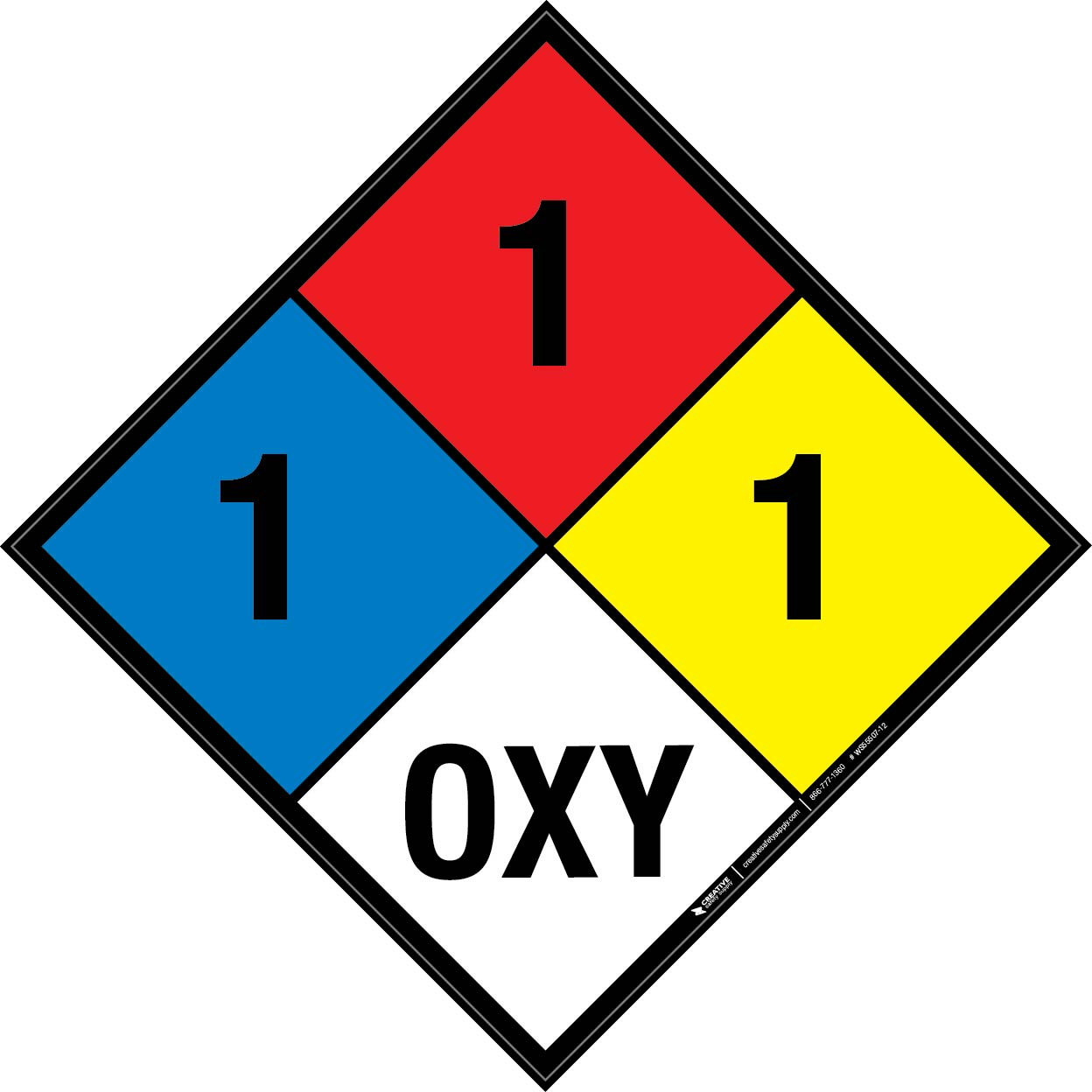 NFPA Diamond 704: 1-1-1 OXY - Wall Sign | Creative Safety Supply