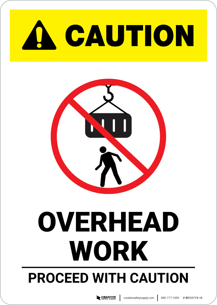ヴィンテージ 看板 アメリカ CAUTION OVERHEAD 両面 Caution: Overhead Work Proceed With Caution - Portrait Wall Sign