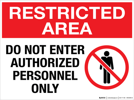 Restricted Area: Do Not Enter Authorized Personnel Only - Wall Sign