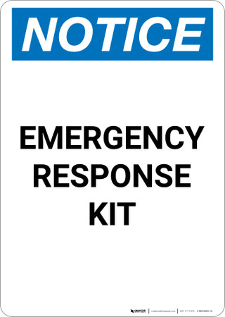 Emergency Packets Sign Notice: Emergency Response Kit - Portrait Wall Sign