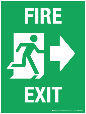 Fire Exit (arrow right) - Wall Sign