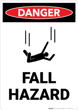 Fall Hazard with Icon - Portrait Wall Sign | Creative Safety Supply