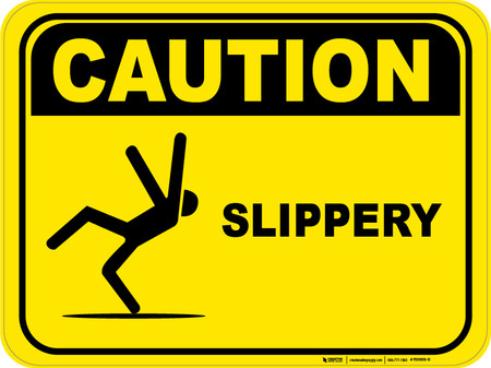 caution slippery road sign