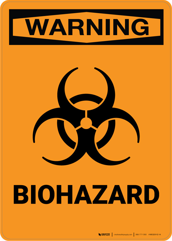 Warning: Biohazard with Icon - Portrait Wall Sign