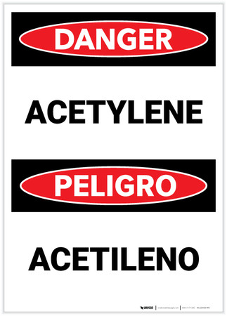 Danger: Acetylene (Bilingual Spanish) - Label