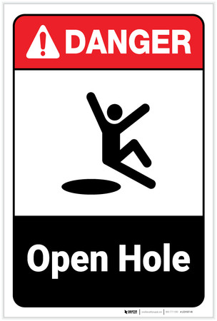 Danger: Open Hole ANSI - Label